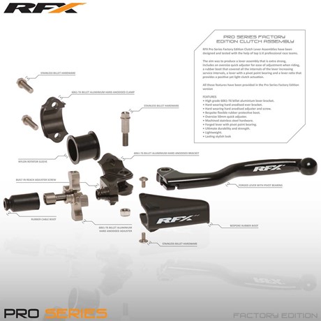RFX Pro Clutch Lever Assembly Replacement (Hard Anodised) Quick Adjuster and Screw