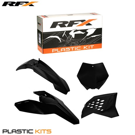 RFX Plastic Kit KTM (Black) SX/F125-505 07-10 EXC /F 125-530 08-11 (4 Pc Kit)