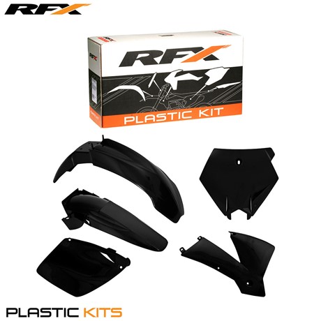 RFX Plastic Kit KTM (Black) SX125/400/520/525 01-02 SX250 01-02 EXC Models 03 (5 Pc Kit)