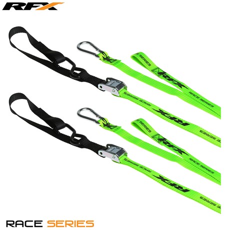 RFX Race Series 1.0 Tie Downs (Hi-Viz/Black) with extra loop & carabiner clip